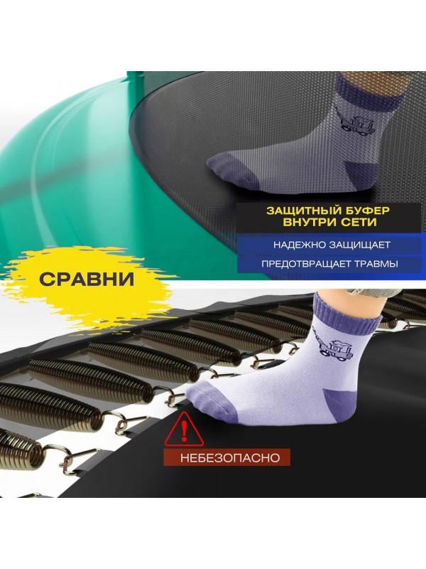 Батут с защитной сеткой "PERFETTO SPORT PREMIUM STRONG 12" диаметр 3,7 м зелёный