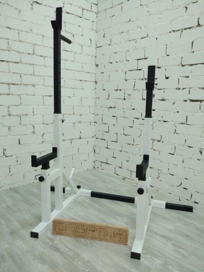 Стойки под штангу с подстраховкой и брусьями, белый