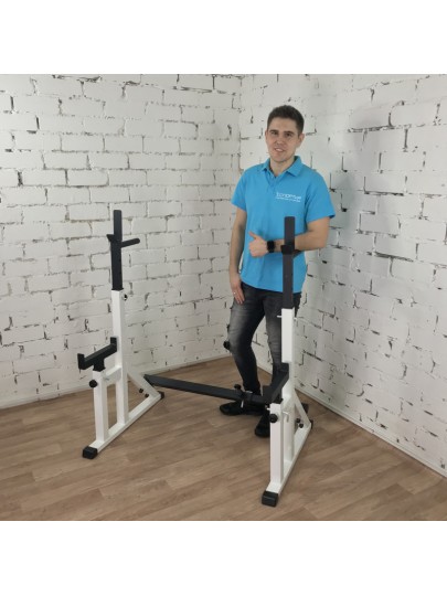 Стойки под штангу с подстраховкой и брусьями, белый