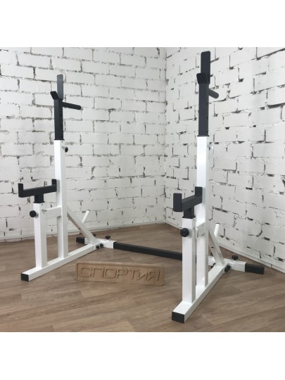 Стойки под штангу с подстраховкой и брусьями, белый