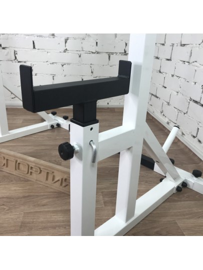 Стойки под штангу с подстраховкой и брусьями, белый