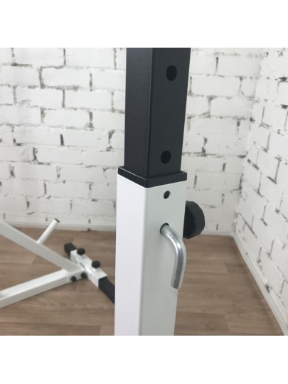 Стойки под штангу с подстраховкой и брусьями, белый