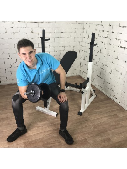 Комплект стойки 2.0 + Скамья для жима, черно-белый