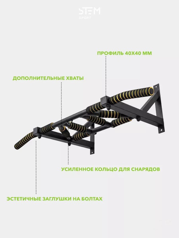 Настенный Турник Мультихват 40х40 в Черном Цвете для Интенсивных Тренировок